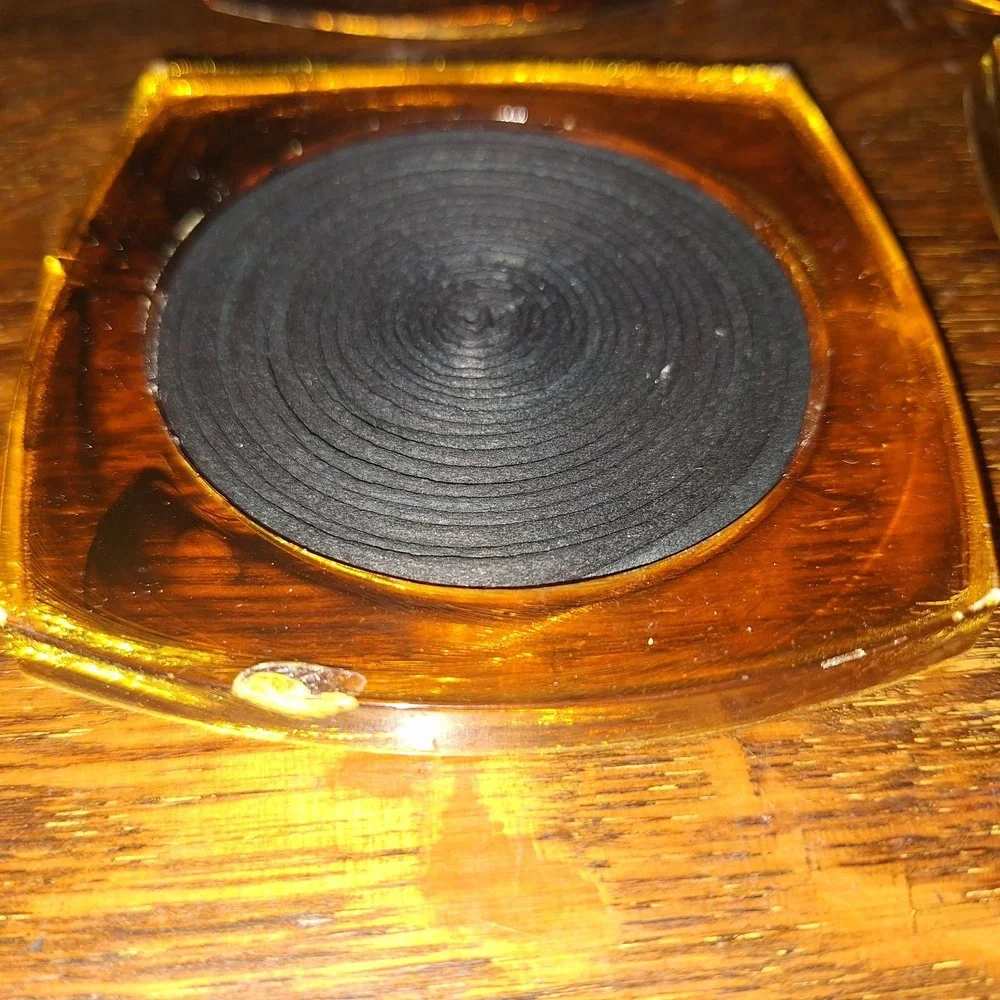 Vintage 1960s MCM Amber Tortoise Shell Lucite Acrylic Coasters Set Of 6